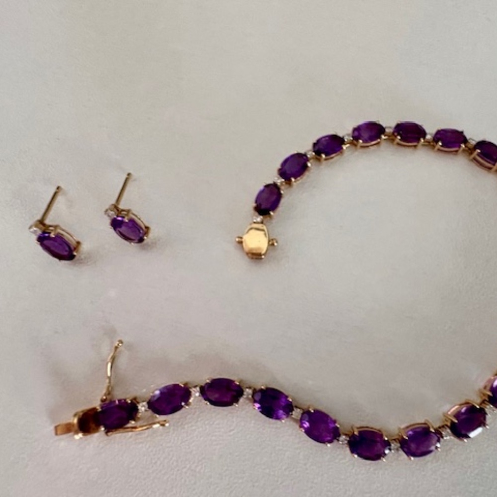 Amethyst & Diamond Tennis Bracelet